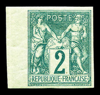 ** N°62a, 2c Vert Type I NON DENTELE, Bord De Feuille Latéral Gauche, FRAÎCHEUR POSTALE, SUP (signé/certificat)  Qualité - 1876-1878 Sage (Type I)