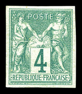 ** N°63a, 4c Vert, Non Dentelé, Frais. TTB (signé Brun)  Qualité: ** - 1876-1878 Sage (Typ I)