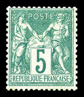 ** N°64, 5c Vert Type I, Fraîcheur Postale, SUPERBE (signé/certificat)  Qualité: ** - 1876-1878 Sage (Typ I)