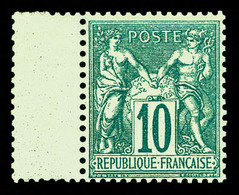 ** N°65, 10c Vert Type I Bord De Feuille, Très Bon Centrage, Fraîcheur Postale. SUP (certificat)  Qualité: ** - 1876-1878 Sage (Typ I)