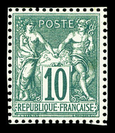 * N°65, 10c Vert Type I Encadré De 8 Voisins, Quasi**, Fraîcheur Postale, SUP (certificat)  Qualité: * - 1876-1878 Sage (Typ I)