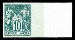 ** N°65a, 10c Vert Type I Non Dentelé, Bord De Feuille Intégral, Fraîcheur Postale, SUP (signé Brun/certificat)  Qualité - 1876-1878 Sage (Tipo I)