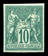 * N°65a, 10c Vert Non Dentelé, Frais. TTB (signé/certificat)  Qualité: *  Cote: 900 Euros - 1876-1878 Sage (Type I)