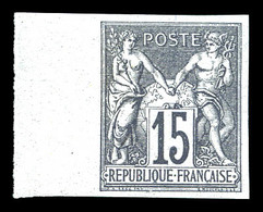 ** N°66a, 15c Gris Type I Non Dentelé, Bord De Feuille Latéral Gauche, Fraîcheur Postale. SUPERBE (signé Calves/certific - 1876-1878 Sage (Tipo I)