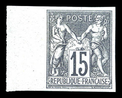 ** N°66a, 15c Gris Type I Non Dentelé, Bord De Feuille Latéral Gauche, Fraîcheur Postale. SUPERBE (signé Calves/certific - 1876-1878 Sage (Type I)