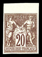 ** N°67a, 20c Brun-lilas Type I Non Dentelé, Bord De Feuille, SUP (signé Brun/certificat)  Qualité: ** - 1876-1878 Sage (Tipo I)