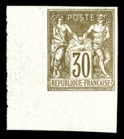 ** N°69a, 30c Brun Type I Non Dentelé Coin De Feuille, Fraîcheur Postale, SUPERBE (signé Brun/certificat)  Qualité: ** - 1876-1878 Sage (Type I)