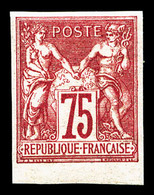 ** N°71a, 75c Carmin Non Dentelé, Bas De Feuille, Fraîcheur Postale, SUP (signé Brun/certificat)  Qualité: ** - 1876-1878 Sage (Tipo I)