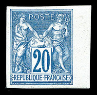 ** N°73a, Non émis, 20c Bleu Sur Turquoise Type II Bord De Feuille Latéral, Fraîcheur Postale, SUP (certificat)  Qualité - 1876-1878 Sage (Tipo I)