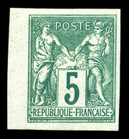 ** N°75a, 5c Vert Non Dentelé, Bdf. TTB (signé Brun)  Qualité: ** - 1876-1878 Sage (Type I)