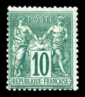 * N°76, 10c Vert Type II, Frais. TB (signé Scheller/Calves/certificat)  Qualité: *  Cote: 1400 Euros - 1876-1878 Sage (Type I)