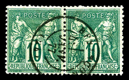 O N°76, 10c Vert Type II En Paire. TB (certificat)  Qualité: O  Cote: 725 Euros - 1876-1878 Sage (Tipo I)