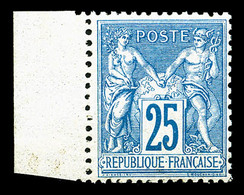 ** N°79, 25c Bleu Bord De Feuille Latéral, Fraîcheur Postale, RARE Et SUPERBE (certificat)  Qualité: ** - 1876-1878 Sage (Tipo I)