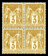 ** N°86c, 3c Bistre-foncé En Bloc De Quatre (2ex*), Fraîcheur Postale. SUP (signé/certificat)  Qualité: ** - 1876-1878 Sage (Tipo I)