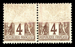 ** N°88, 4c Lilas-brun, Impression Partielle Des Timbres En Paire Horizontale. SUP. R. (certificat)  Qualité: ** - 1876-1878 Sage (Tipo I)