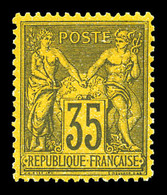 ** N°93, 35c Violet-noir Sur Jaune, Très Bon Centrage. SUP (signé Brun/certificat)  Qualité: ** - 1876-1878 Sage (Tipo I)