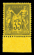 ** N°93a, 35c Violet-noir Sur Orange Bas De Feuille, Fraîcheur Postale, Très Bon Centrage. SUP (certificat)  Qualité: ** - 1876-1878 Sage (Typ I)