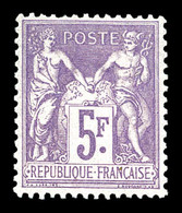 ** N°95, 5f Violet Sur Lilas, Très Bon Centrage, Fraîcheur Postale. SUP (certificat)  Qualité: ** - 1876-1878 Sage (Tipo I)