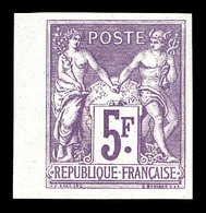 ** N°95e, 5F Violet Sur Lilas NON DENTELÉ Bdf, Fraîcheur Postale, RARE (signé Brun/certificat)  Qualité: ** - 1876-1878 Sage (Tipo I)