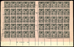 ** N°97, 25c Noir Sur Rose, Spectaculaire Perforation Décalée Et Oblique Sur Panneau Complet De 50 Exemplaires Bas De Fe - 1876-1878 Sage (Tipo I)