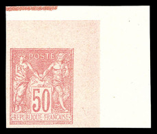 (*) N°98, 50c Rose, NON DENTELE Coin De Feuille, Toujours Sans Gomme. SUP. R.R. (signé Brun/certificat)  Qualité: (*)  C - 1876-1878 Sage (Typ I)