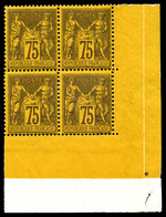 ** N°99, 75c Violet Sur Orange En Bloc De Quatre Cdf, Fraîcheur Postale. SUP (certificat)  Qualité: ** - 1876-1878 Sage (Tipo I)