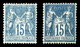 ** N°101/a, 15c Sage: Bleu Et Bleu-foncé, Les 2 Exemplaires TB  Qualité: ** - 1876-1878 Sage (Tipo I)