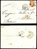 O N°16, 40c Orange Percé En Ligne Sur Lettre Du 15 Avril 1892 Pour L'Italie, Arrivée à Milan Le 17.4.62. TB  Qualité: O - 1849-1876: Periodo Classico