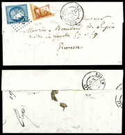 O N°28A, Affranchissement De Fortune, 10c Bistre (N°28A) Coupé Sur Lettre Oblitéré 'P.P' Rouge Dans Un Rectangle En Comb - 1849-1876: Période Classique