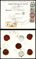 O N°33a, 5F Gris-bleu En Combinaison Avec Cérès 80c Rose Et Type Sage 20c Brun-lilas Obl Càd De Paris Sur Petite Lettre  - 1849-1876: Periodo Classico