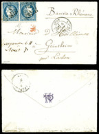 O N°37c, 20c Bleu En Paire Tête-bêche Sur Petite Lettre De Lyon Le 6 Aout 1871 à Destination De Geinsheim (Bavière Rhéna - 1849-1876: Période Classique