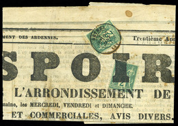 O N°74, 2c Sage Type II (2ex), Affr à 4c Sur Bandeau De Journal 'L'espoir De Rethel' Du 21.01.1877: Près Affranchissemen - 1849-1876: Klassik