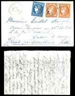 O 20c Bordeaux T II + 40c Bordeaux En Paire Obl GC 3911 Sur Lettre Manuscrite De TAUVES Datée Du 2 Janvier 1871 Adressée - Guerre De 1870