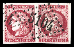 O N°49, 80c Rose En Paire Obl GC '5104'. SUP (certificat)  Qualité: O - 1863-1870 Napoléon III Lauré