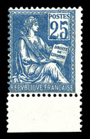 ** N°114, Mouchon, 25c Bleu Type I, Bord De Feuille, TB  Qualité: **  Cote: 375 Euros - 1900-02 Mouchon