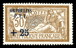 ** (Maury N°5F), Non émis: Merson 50c +25c Brun Et Gris Surchargé 'ORPHELINS P.T.T', SEULE PIECE CONNUE. SUPERBE (certif - 1900-02 Mouchon