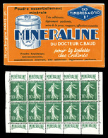 ** N°188A, Minéraline, 10c Vert En Bloc De 10 Exemplaires (+couverture Et Feuillets Minéraline). SUPERBE. R.R. (certific - 1900-02 Mouchon