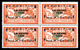 ** N°257A, Exposition Du Havre 1929 En Bloc De Quatre (1ex*), SUP (certificat)  Qualité: **  Cote: 5675 Euros - 1900-02 Mouchon