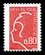 ** N°1862A, NON EMIS: Marianne De Durrens (1975), 80c Rouge-orange, R.R.R. Et SUP (certificat)  Qualité: **  Cote: 2250  - 1900-02 Mouchon