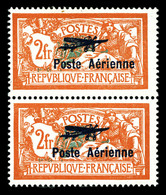 ** N°1a, 2F Merson, Coin De L'écusson Cassé Tenant à Normal * En Paire, SUP. R.R. (signé Calves/certificat)  Qualité: ** - 1927-1959 Neufs