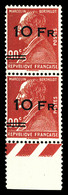 ** N°3d, Berthelot, 10F Sur 90c Rouge, Surcharge Espacée Tenant à Normal Bas De Feuille, Fraîcheur Postale, Qualité Parf - 1927-1959 Nuovi