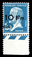 * N°4, Pasteur Surchargé à Bord Du Paquebot 'Ile De France', 10F Sur 1F50 Bleu, Bord De Feuille, Fraîcheur Postale, SUP. - 1927-1959 Neufs