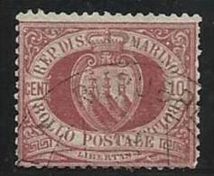 1894 San Marino Saint Marin CIFRA 10c Rosso Bruno (28) Usato USED - Used Stamps