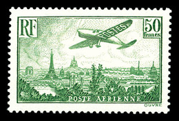 ** N°14, Avion Survolant Paris, 50F Vert-jaune. TB (certificat)  Qualité: **  Cote: 2000 Euros - 1927-1959 Neufs