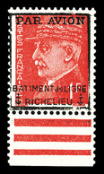 ** N°2, Pétain, 1F Rouge Surchargé 'PAR AVION RICHELIEU' Bdf. SUP. R. (certificat)  Qualité: **  Cote: 1100 Euros - Militaire Luchtpost