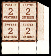 ** N°2, 2c Brun-rouge En Bloc De Quatre Coin De Feuille (2ex*), SUPERBE (certificat)  Qualité: ** - Altri & Non Classificati