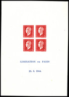 (*) N°4a, Bloc Feuillet De La Liberation De Paris: Dulac, Inscription Sur 2 Lignes Seulement Et Sans Encadrement Bleu, D - Ongebruikt