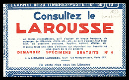 ** N°272-C6, Série 214-B, LAROUSSE CONSULTEZ Et EU (couverture à Cheval). TTB (certificat)  Qualité: ** - Altri & Non Classificati