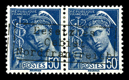 * N°7, 50c Bleu En Paire Surchargée 'COUDEKERQUE'. TB (signé Brun)  Qualité: *  Cote: 280 Euros - Kriegsmarken