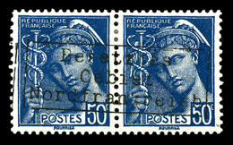 * N°7, 50c Bleu En Paire Surchargée 'COUDEKERQUE'. TB (signé Brun)  Qualité: *  Cote: 280 Euros - Guerre (timbres De)
